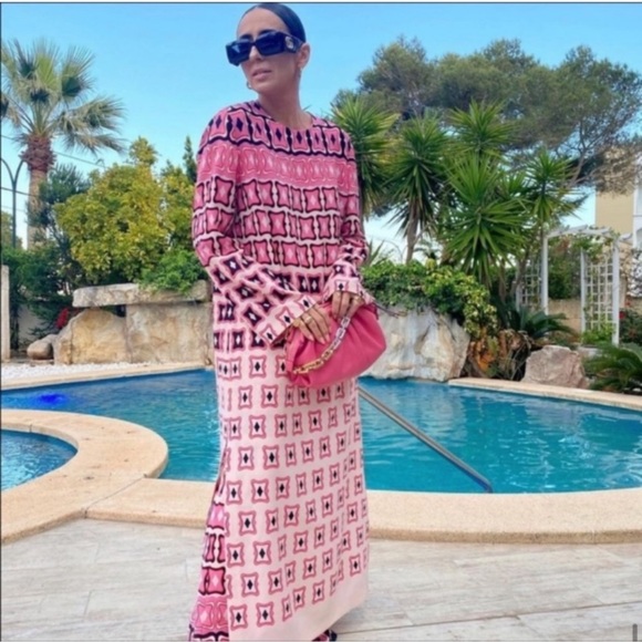 ZARA PINK GEOMETRIC PIRINT MAXI DRESS BLOGGER FAV - Picture 8 of 16